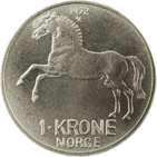 1-kronemynt, kobbernikkel 1-kronemynt, kobbernikkel
