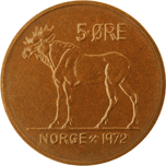 5-øremynt, bronse 5-øremynt, bronse