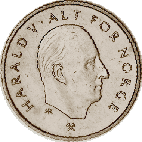 1-krone coin, cupro-nickel 1-krone coin, cupro-nickel
