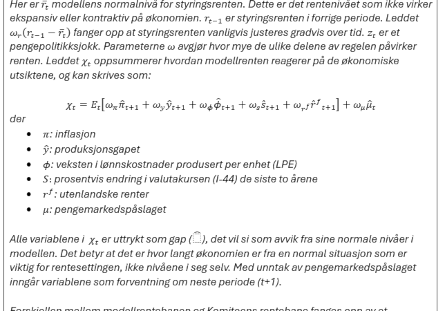 Teknisk boks om beregning av modellrenten i GEORG