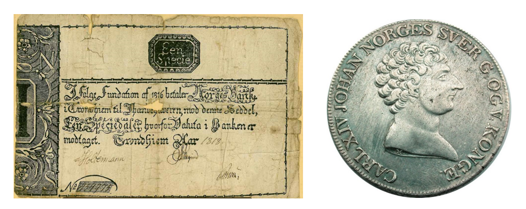 En speciedalerseddel får samme verdi som en speciedaler sølvmynt 23. april 1842