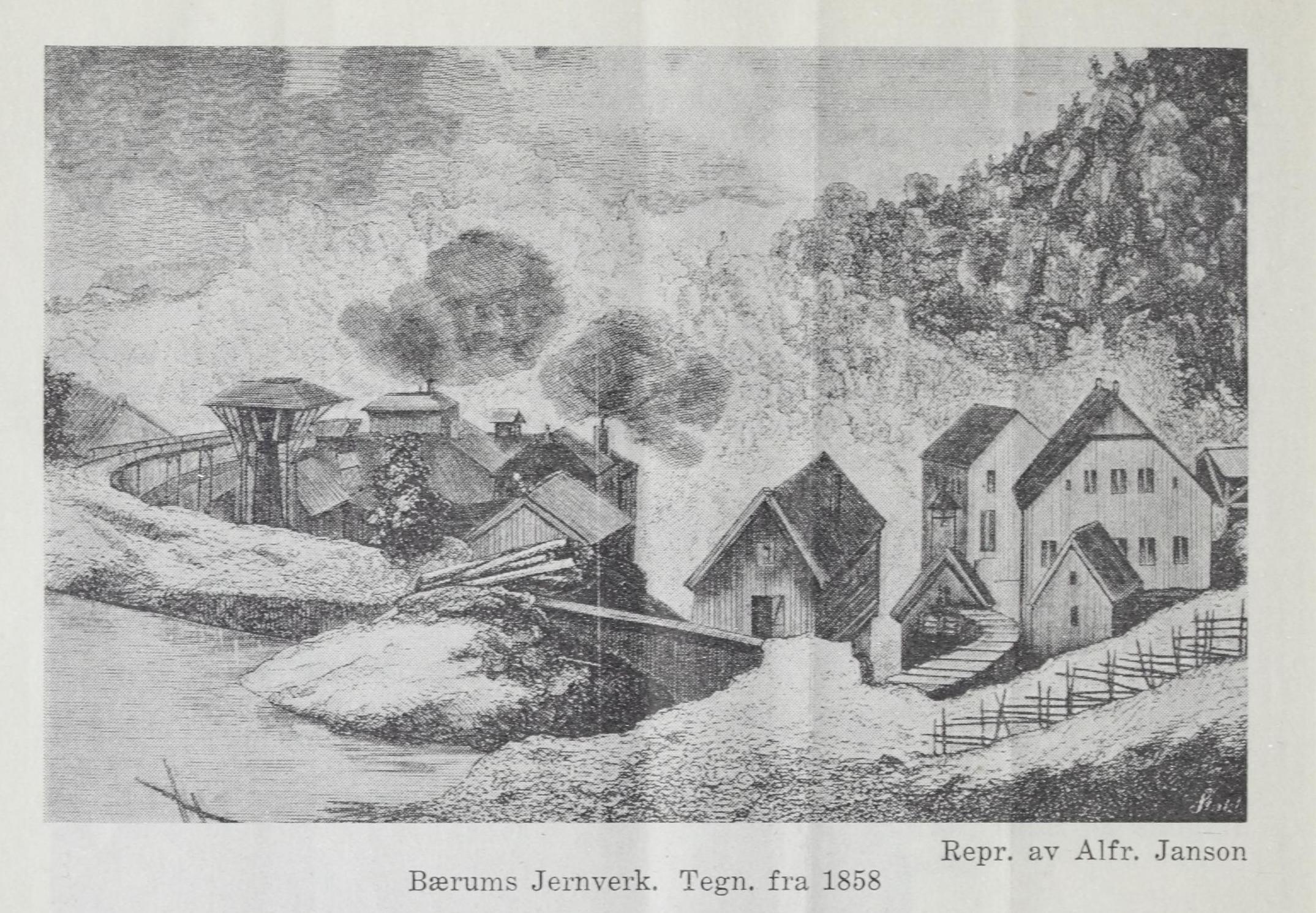 Bærum jernverk tegning fra 1858