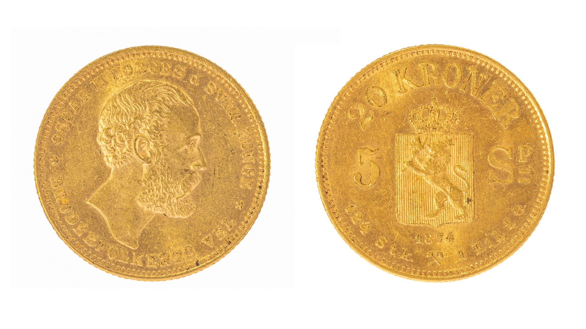 Oscar II 20-kronemynt 1874