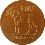 5-øre coin, bronze