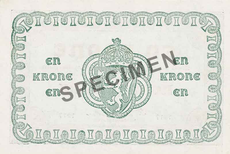 1-krone note, reverse 1-krone note, reverse