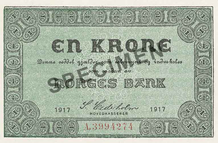 1-krone note, obverse
