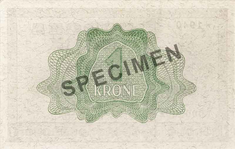 1-krone note, reverse 1-krone note, reverse