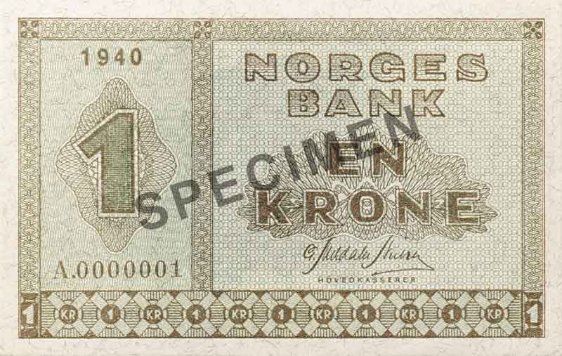 1-krone note, obverse 1-krone note, obverse