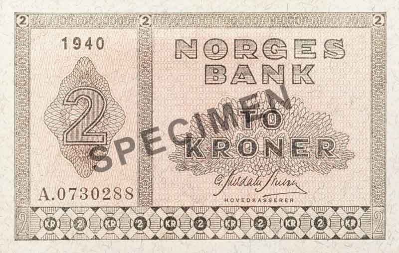 2-krone note, obverse 2-krone note, obverse