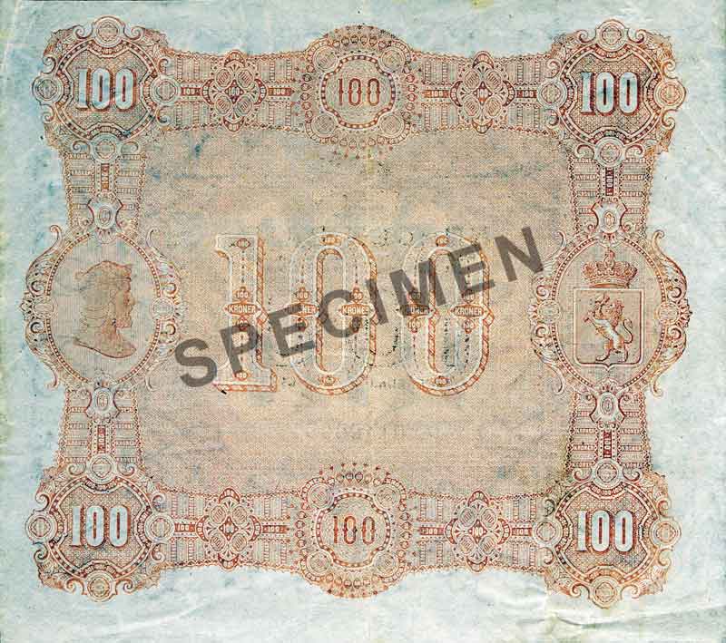 100-krone note, reverse 100-krone note, reverse