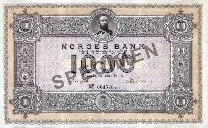 1000-krone note, obverse 1000-krone note, obverse