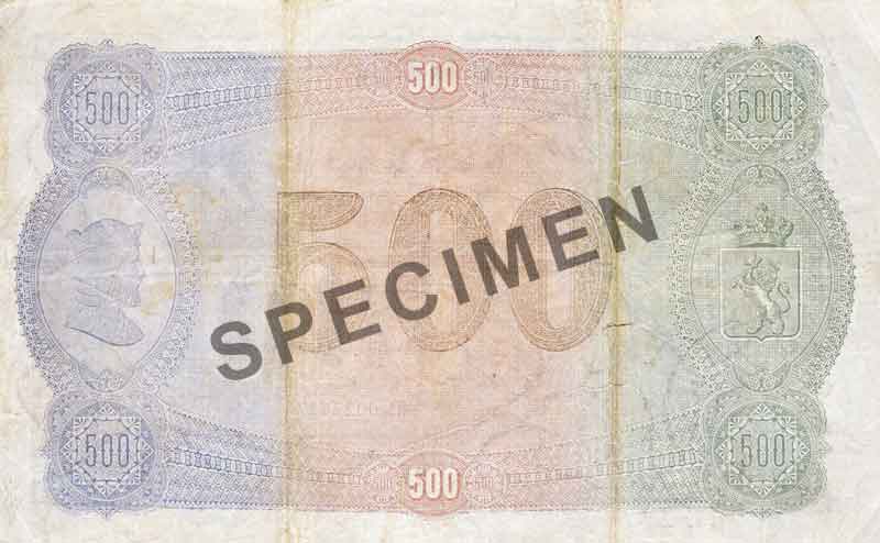 500-krone note, reverse 500-krone note, reverse