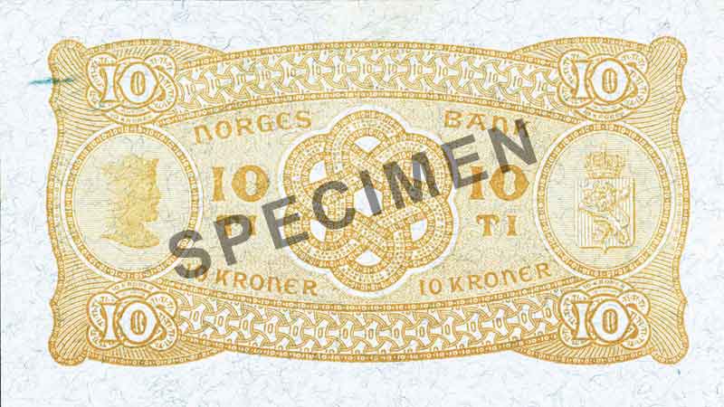 10-krone note, reverse 10-krone note, reverse