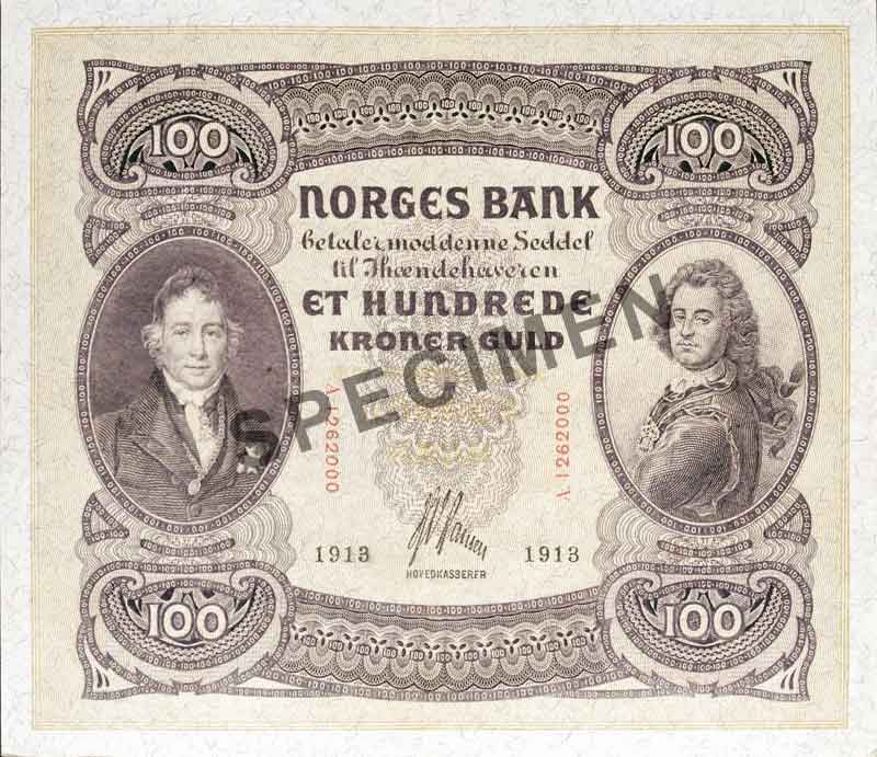 100-krone note, obverse 100-krone note, obverse