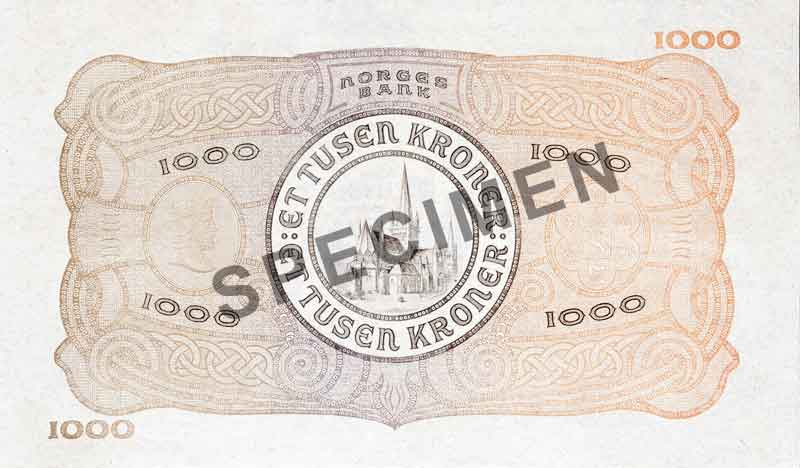 1000-krone note, reverse 1000-krone note, reverse