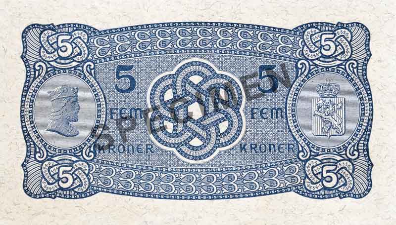 5-krone note, reverse 5-krone note, reverse