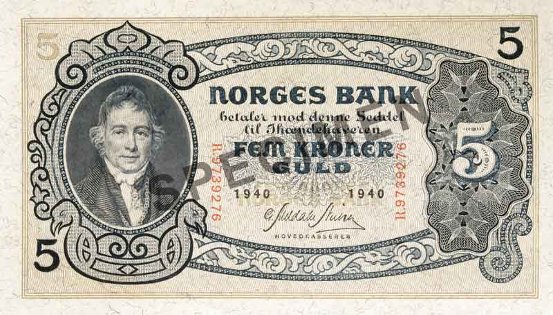 5-krone note, obverse 5-krone note, obverse