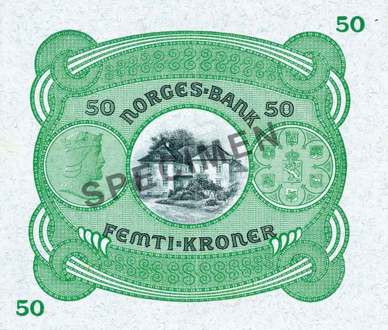 50-krone note, reverse