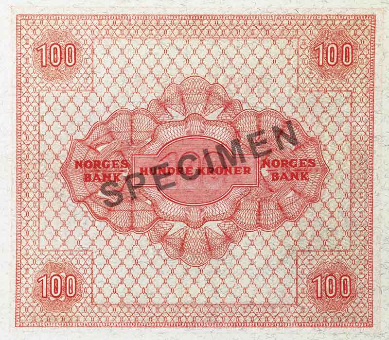 100-krone note, reverse 100-krone note, reverse