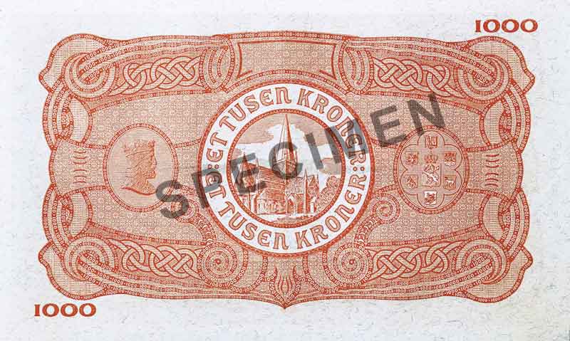 1000-krone note, reverse 1000-krone note, reverse