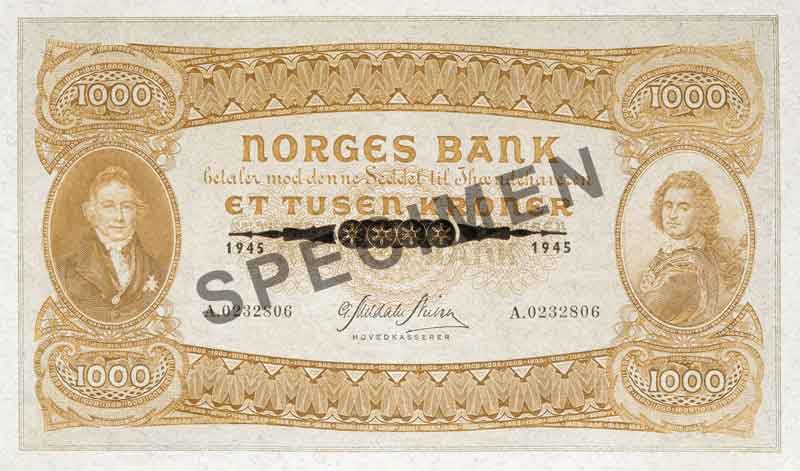 1000-krone note, obverse 1000-krone note, obverse