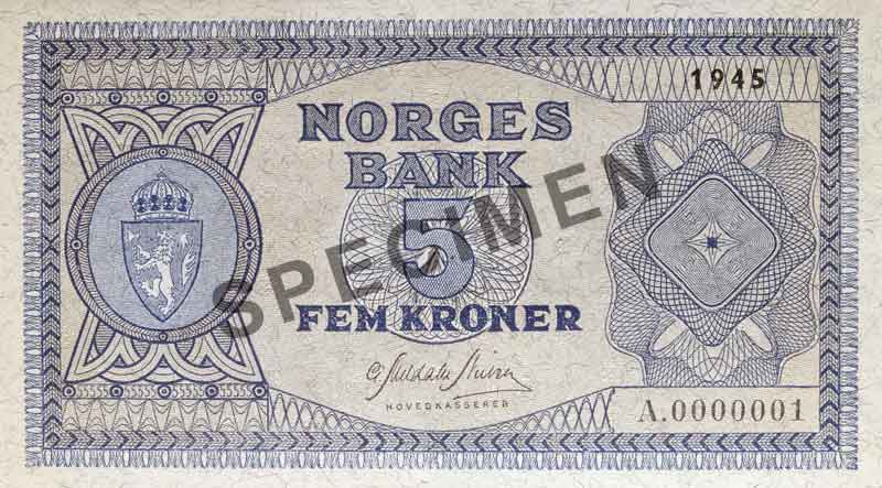 5-krone note, obverse 5-krone note, obverse