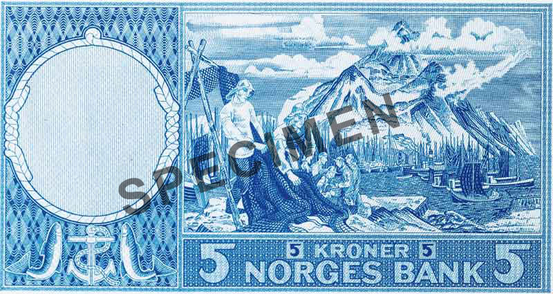 5-krone note, reverse 5-krone note, reverse