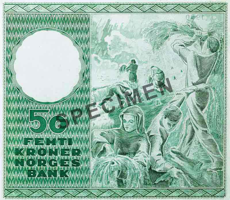 50-krone note, reverse 50-krone note, reverse