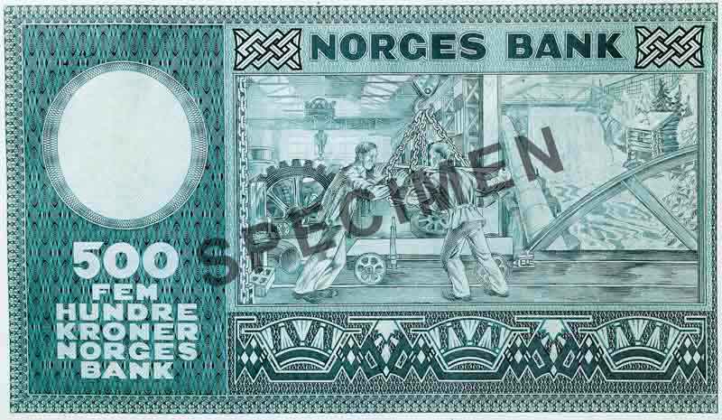 500-krone note, reverse 500-krone note, reverse