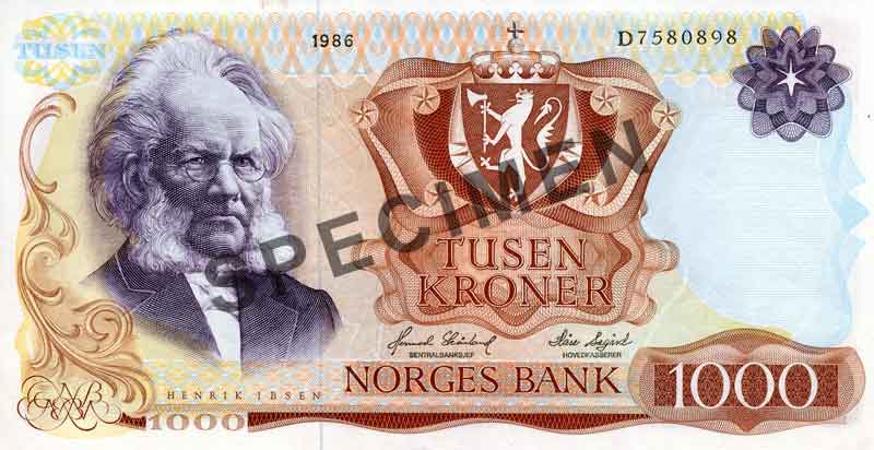 1000-kroneseddel, forside 1000-kroneseddel, forside