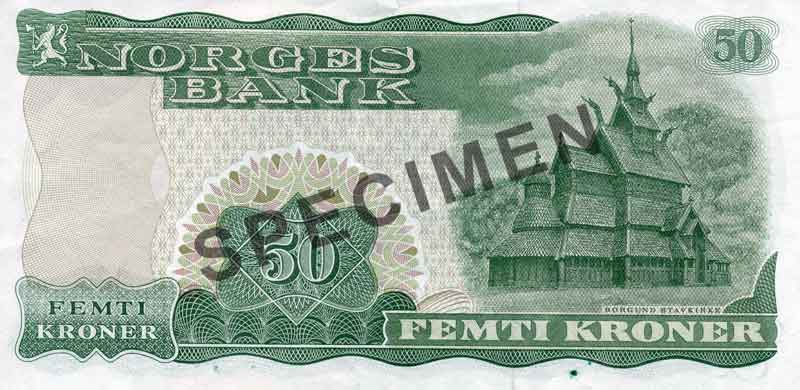 50-krone note, reverse