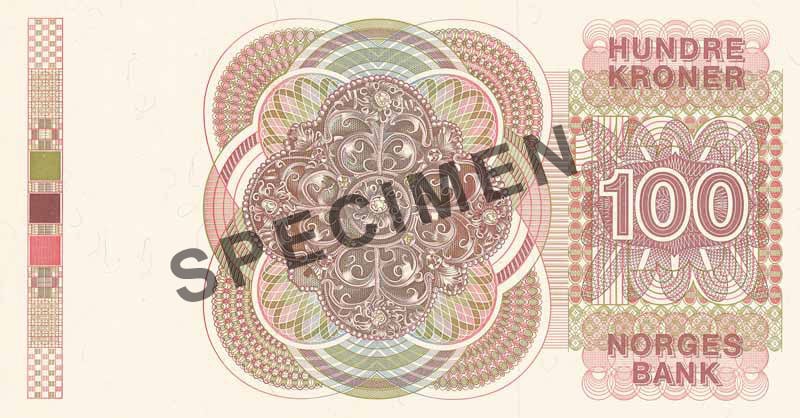 100-krone note, reverse 100-krone note, reverse