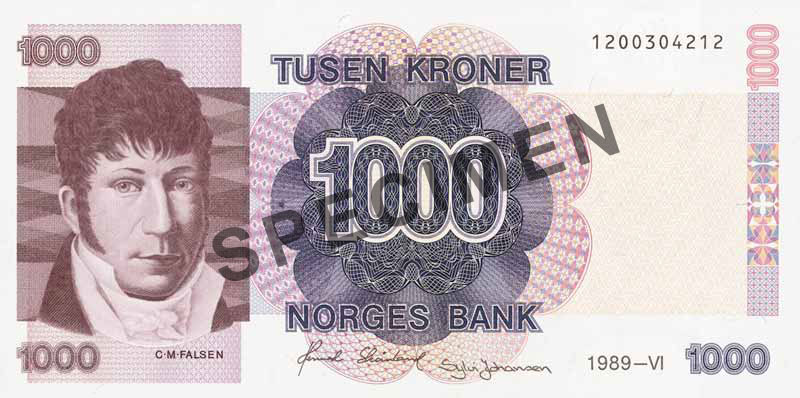 1000-kroneseddel, forside