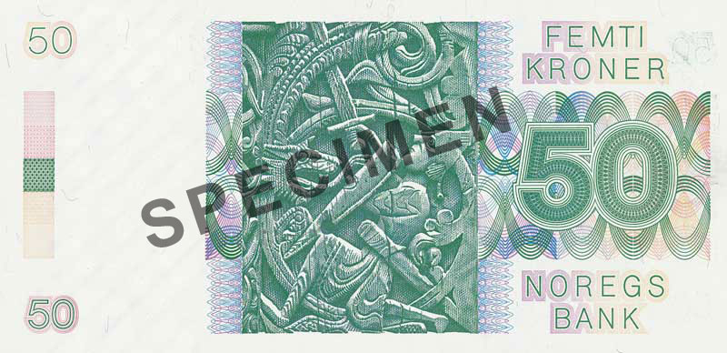 50-krone note, reverse 50-krone note, reverse