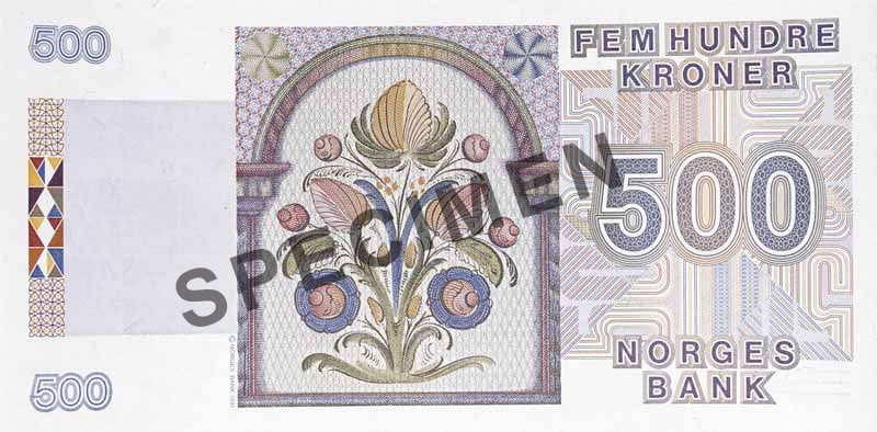 500-krone note, reverse 500-krone note, reverse